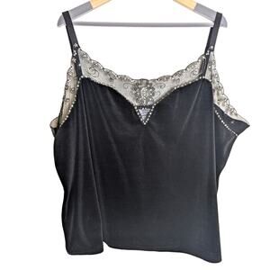 George Velvet Beaded Lace Black Cami Women Plus 26W/28W Goth Fairy Witchy Y2K